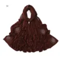 Brown rhinestone embellished detail shot of long scarf, cotton fabric texture display. - 9#