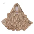 Detailed view of elastic stretch cotton hijab scarf featuring sparkling rhinestone spiral patterns. - 11#