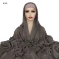 Set sciarpa hijab in cotone spiegazzato con cuffia, design tinto sporco, vista di dettaglio. - Stile #11