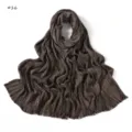 Retro striped pleated scarf detail, soft cotton linen long shawl with frayed edges for women. - Style 16