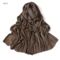 Vintage striped crinkle cotton linen scarf casual fringe long shawl head wrap accessory - Style 17
