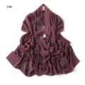 Women purple chiffon shawl scarf with rhinestone details, elegant long draped hijab. - 14#