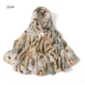 Vue détaillée du foulard en mousseline perlée imprimée, tissu doux et respirant. - 266#