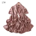 Solid color crinkled satin long scarf shawl, breathable polyester women neckerchief. - Smoky Paste