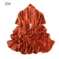 Solid color satin pleated long scarf women elegant silk feel wrap shawl fashion neckerchief detail - Caramel Pumpkin