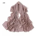 Detail view of women chiffon scarf featuring rhinestone rose patterns and sparkling crystal trims. - Code 28