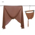 Detailed view of the brown chiffon hijab set showing soft texture and convenient design. - Polka Dot (#3)