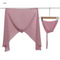 Detail view of the pink chiffon hijab set with matching tie cap, elegant and lightweight. - Geometric #5