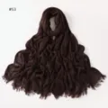 Solid color pleated hijab scarf for women, dark brown soft breathable long wrap with tassels. - Style 53