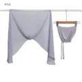 Solid light grey chiffon hijab scarf with matching string strap cap set for women. - Style 12