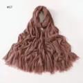 Soft solid color rayon wrinkled long scarf with fringe, breathable women's hijab, #57 - Style 57