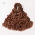 Brown crinkled long scarf hijab, soft breathable solid color variant for women daily wear. - Style 64