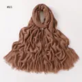 Solid Brown Crinkled Rayon Scarf with Fringe, Soft Breathable Women Long Head Hijab Scarf - Style 65