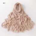 Solid color soft crinkled long scarf for women, breathable hijab with frayed ends. - Style 67