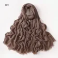 Brown wrinkled long scarf hijab soft rayon solid color casual fashion daily wear 80 colors - Style 69