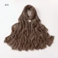 Solid color crinkled rayon long scarf breathable hijab with fringe ends color 70 - Style 70