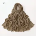 Solid color soft elastic rayon wrinkled long scarf variant #71, breathable hijab for women. - Style 71