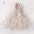Solid color soft elastic rayon pleated long scarf breathable tassel hijab variant 77 style - Style 77