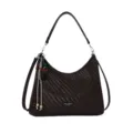 Brown woven hobo shoulder bag for women, stylish large capacity commuter crossbody handbag. - With Pendant / Coffee Large