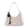Woven hobo shoulder bag for women, stylish large capacity tote purse with chic charm pendant. - With Pendant / White Large