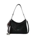 Sac à aisselle en cuir tissé noir élégant sac à bandoulière et porté épaule pour femmes - Noir Petit
