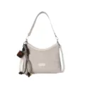 Sac à épaule tissé chic pour femme, sac hobo élégant et tendance avec joli pendentif. - Blanc Petit