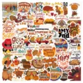 Dettagli ravvicinati degli adesivi di Thanksgiving con simpatici turchi e zucche. - Adesivi del Ringraziamento (TT292) / 50 Fogli