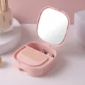 Pink multi-functional makeup mirror jewelry storage box with comb and drawer for table - Pink