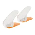 Adjustable double layer shoe rack space saving plastic shoe slot organizer white orange SKU - 1 Pair/Pack / White/Orange