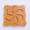Bamboo wooden heat insulation pad non-slip table mat creative cute tea cup mat hot pot holder - Windmill