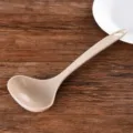 Louche à soupe en paille de blé à long manche, cuillère de cuisine écologique pour bouillie. - Beige Nordique