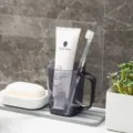 Transparent gray plastic mouthwash cup with handle simple toothbrush cup for home bathroom - 201-300ml / Gray