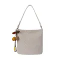 Woven shoulder bag for women elegant bucket handbag casual daily commuter crossbody purse - White