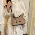 Vintage hobo shoulder bag for women, casual crossbody purse with pendant decor, autumn style. - No Pendant / Khaki Small