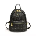 Zaino in pelle nera con motivo di orsetto carino, zainetto casual elegante da donna. - Taglia M / senza ciondolo / Nero