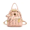 Zaino donna rosa stampa orsetto carino, borsa da viaggio in pelle PU casual ed elegante. - Taglia S / senza ciondolo / Rosa