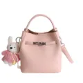 Stylish pink bucket bag for women, featuring top handle and cute bunny charm for daily wear. - Pink with Pendant