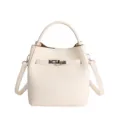 Sac à main seau élégant en cuir pour femme, sac bandoulière tendance et chic, beige. - Blanc Crème (Sans Pendentif)