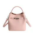 Sac seau en cuir rose avec poignée et bandoulière, sac à main casual et élégant. - Rose Sans Pendentif