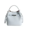 Sac seau en cuir bleu clair pour femmes, élégant sac à main bandoulière avec fermoir. - Bleu Sans Pendentif