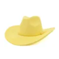Yellow suede fedora hat detail, featuring a matching braided band and wide brim texture. - Yellow