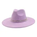 Purple suede jazz hat fedora with rhinestone pearl band, stylish autumn winter headwear. - 58cm / Lavender