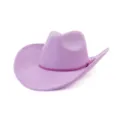 Suede cowboy hat with braided band and tassel, purple wide brim hat for men and women. - Light Purple