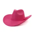 Pink suede western cowboy hat detail, stylish wide brim fedora for women and daily wear. - Plum Red