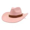Chapeau de cowboy occidental en suédine rose avec bande tressée marron, chapeau de jazz. - 58cm / Rose Poudré