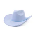Close-up detail of the light blue suede cowboy hat showcasing the braided band texture. - Sky Blue