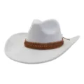 Chapeau de cowboy en daim gris avec bande tressée marron chapeau fedora à large bord tendance. - 58cm / Gris clair