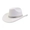 Witte vilt cowboyhoed met schitterend strass band detail voor een geweldige look. - Wit
