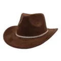 Détail de chapeau de cowboy en daim marron avec bande de perles et strass scintillants. - 58cm / Café