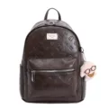 Carino zaino in pelle con gatto in rilievo da donna, elegante zainetto marrone da viaggio e scuola. - Grande Con Pendente / Caffè